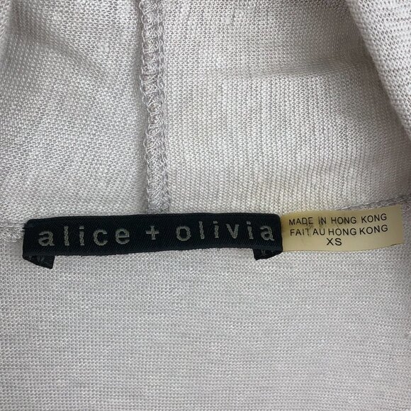 alice + olivia taupe sleeveless flowy draping high low cardigan 100% linen XS - Picture 8 of 14